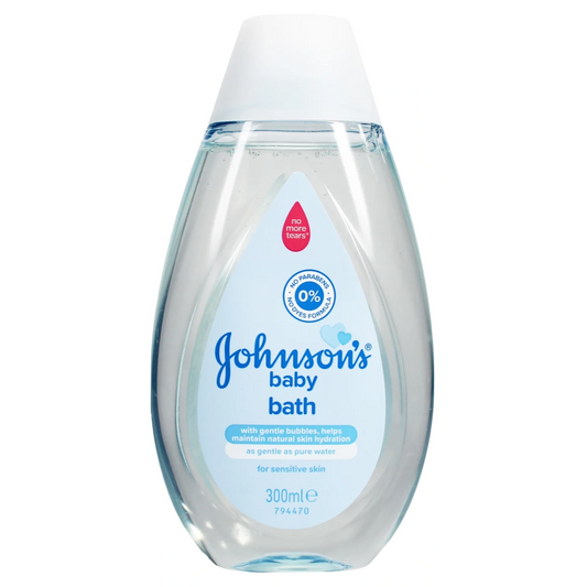 Johnson's baby bath bottle, clear bottle with blue label, 300 ml