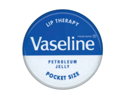 Vaseline Lip Therapy petroleum jelly tin, blue and white pocket-size lip balm