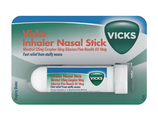 Vicks Inhaler Nasal Stick pack, 5ml each, 12 packs; respiratory care medicine.