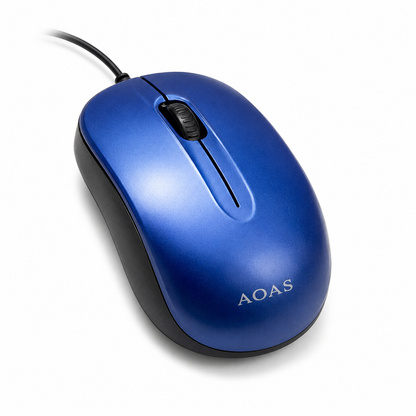 USB Wired Optical Mouse Blue/Silver AOAS