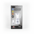 Amplus electric blender with mill; white base and clear pitcher on boxed packaging
