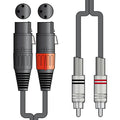 Citronic professional audio leads: 2 XLRF female to twin RCA connectors, black cables