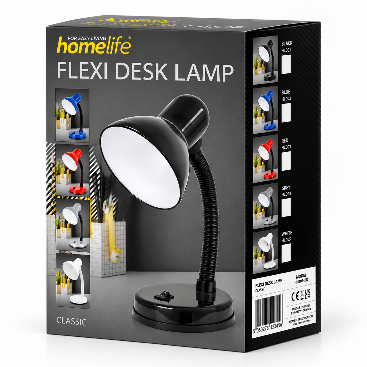 HomeLife 35w 'Classic' Flexi Desk Lamp - Assorted Colours Swing Arm