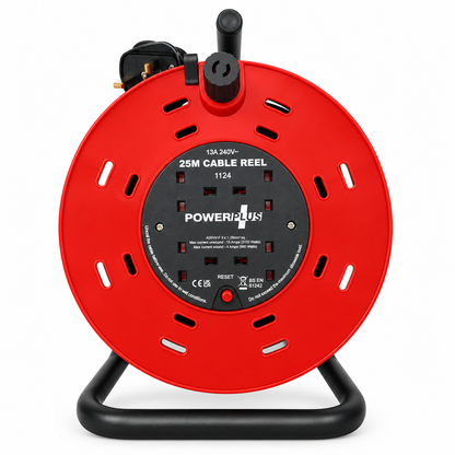 Clean white-background cable reel product photo