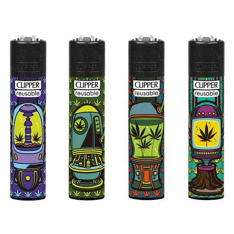 Clipper Flint Assorted Designs - "Weed Engine" Lighter [8447218293176] (48 Pack) Clipper