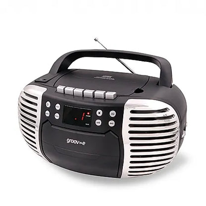 GROOV-E BOOMBOX PORTABLE RETRO 3 IN 1 Radio, Cassette & CD Player Groov-e