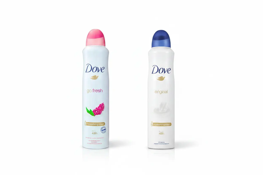 Dove antiperspirant deodorant sprays, Original and Pomegranate & Lemon, 200 ml each, 2-pack.
