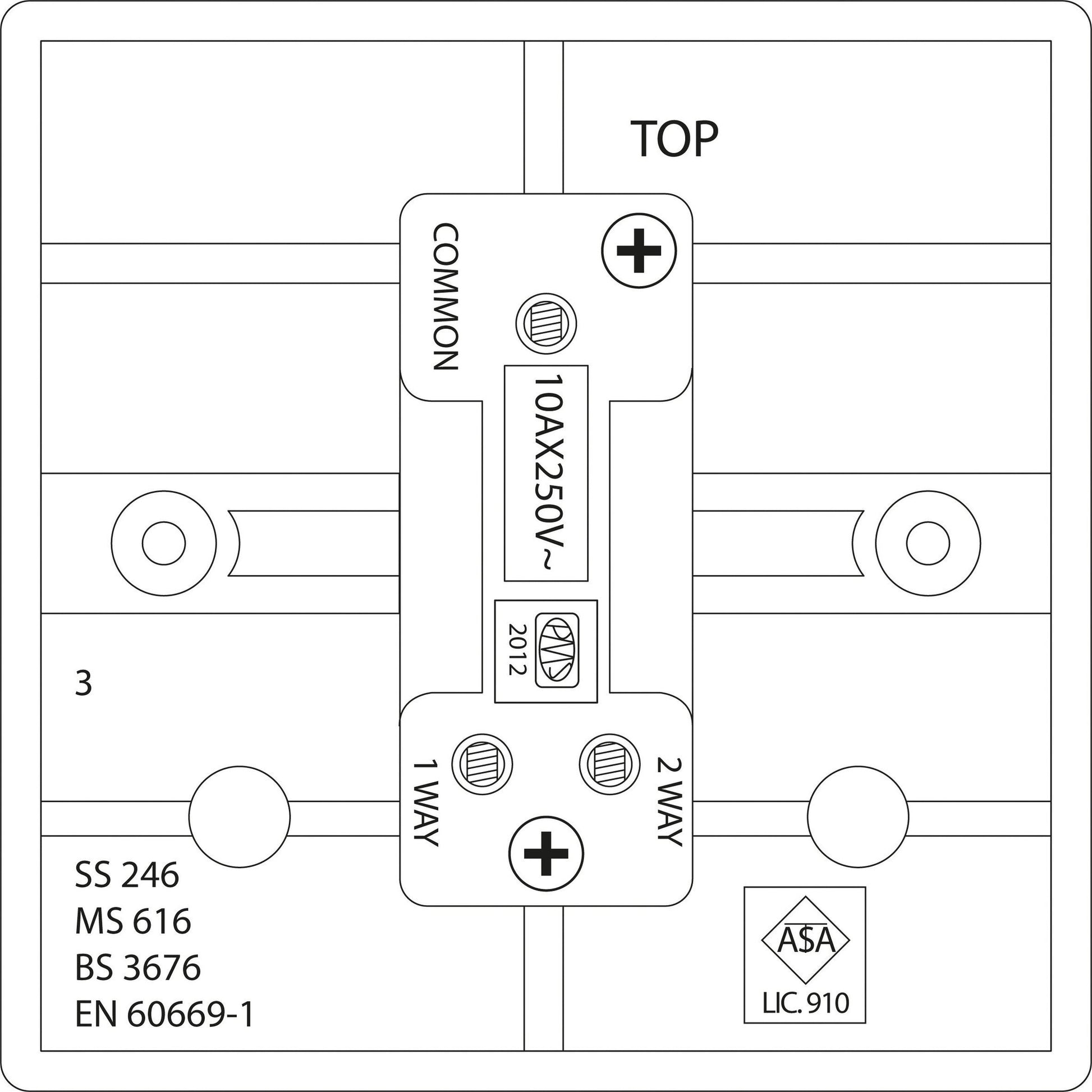 2 Way Single Gang 10A Switch (10) by Power Plus