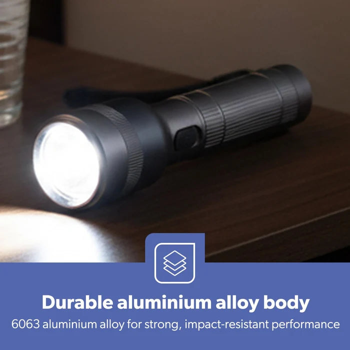 Torch Rechargeable Zoomable Long Range - 30W LED Flashlight 2000 Lumen Super Bright Powerful 4000mAh Battery GFL51096UK Geepas