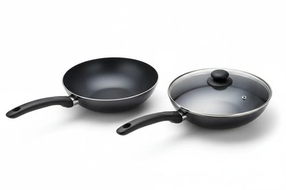 Geepas forged non-stick wok set, 2-piece, 28cm, with lid and without lid, multi-hob compatible