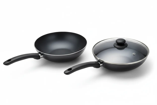 Geepas forged non-stick wok set, 2-piece, 28cm, with lid and without lid, multi-hob compatible