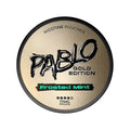 Pablo Gold Edition nicotine pouches tin with Frosted Mint flavor, 17 mg per pouch.