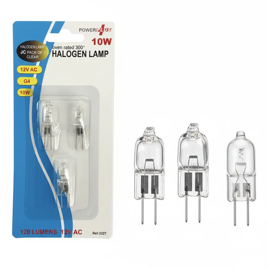 Power Plus Capsule G4 halogen bulbs, 12V AC, 10W, 3-pack