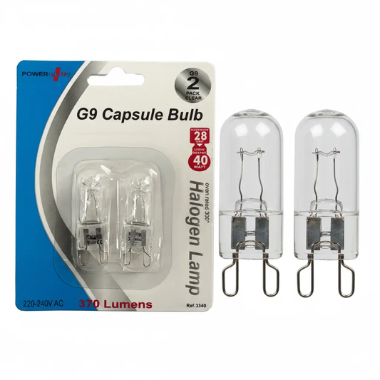 Power Plus G9 Capsule Bulb 40W 2-pack with two clear halogen bulbs