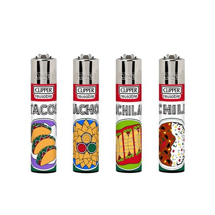 Clipper Flint Assorted Designs - "Exotic Food 3" Lighter [8447218256621] (48 Pack) Clipper