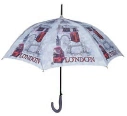 Umbrella Walking Stick auto-open, blue London print