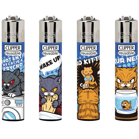 Clipper Flint Assorted Designs - "Funny Cats" Lighter [8447218301161] (48 Pack) Clipper