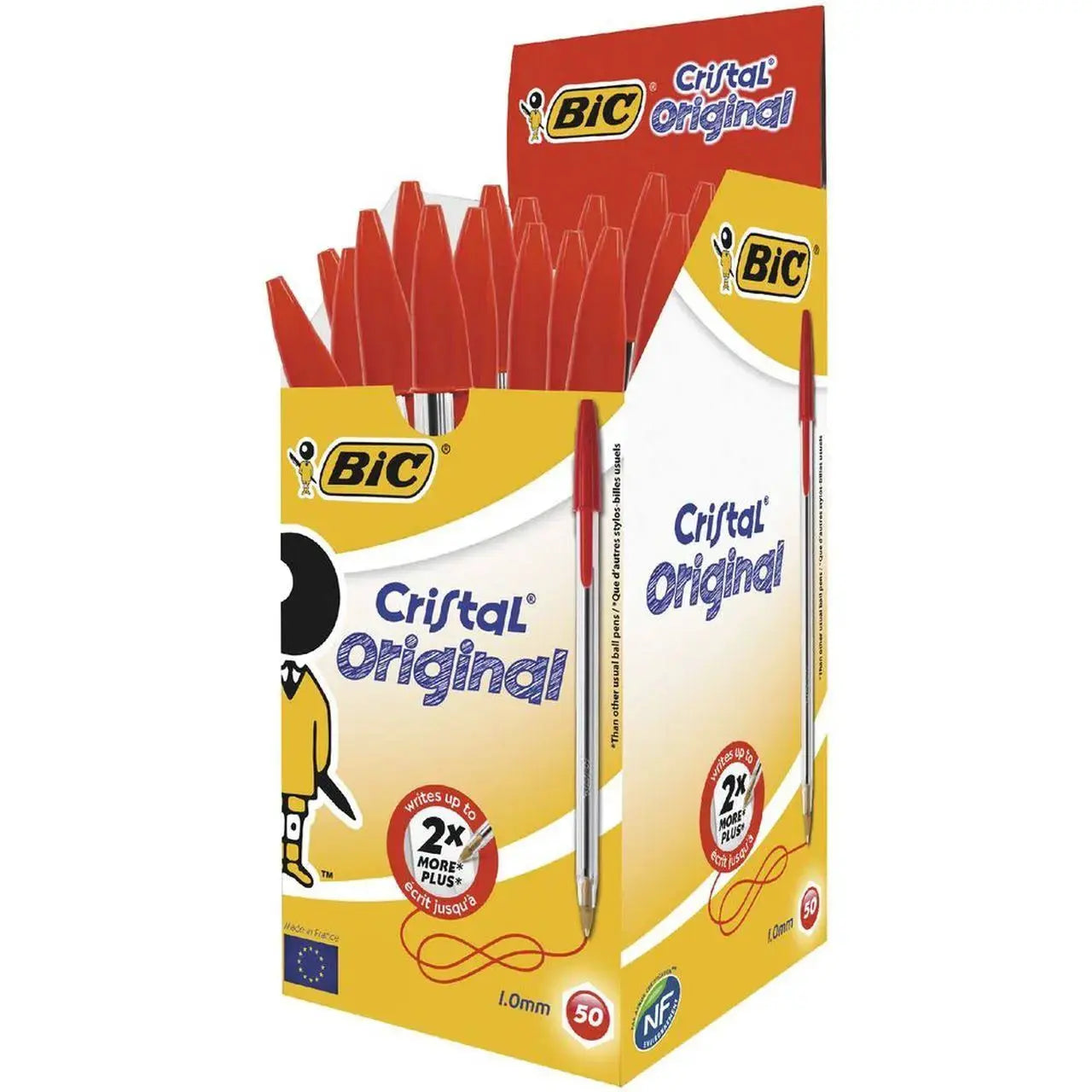 Bic Cristal Original ballpoint pens, red body, 50-count pack