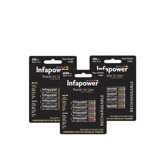Infapower AAA rechargeable batteries; set of 3 packs, ready to use Ni-MH.