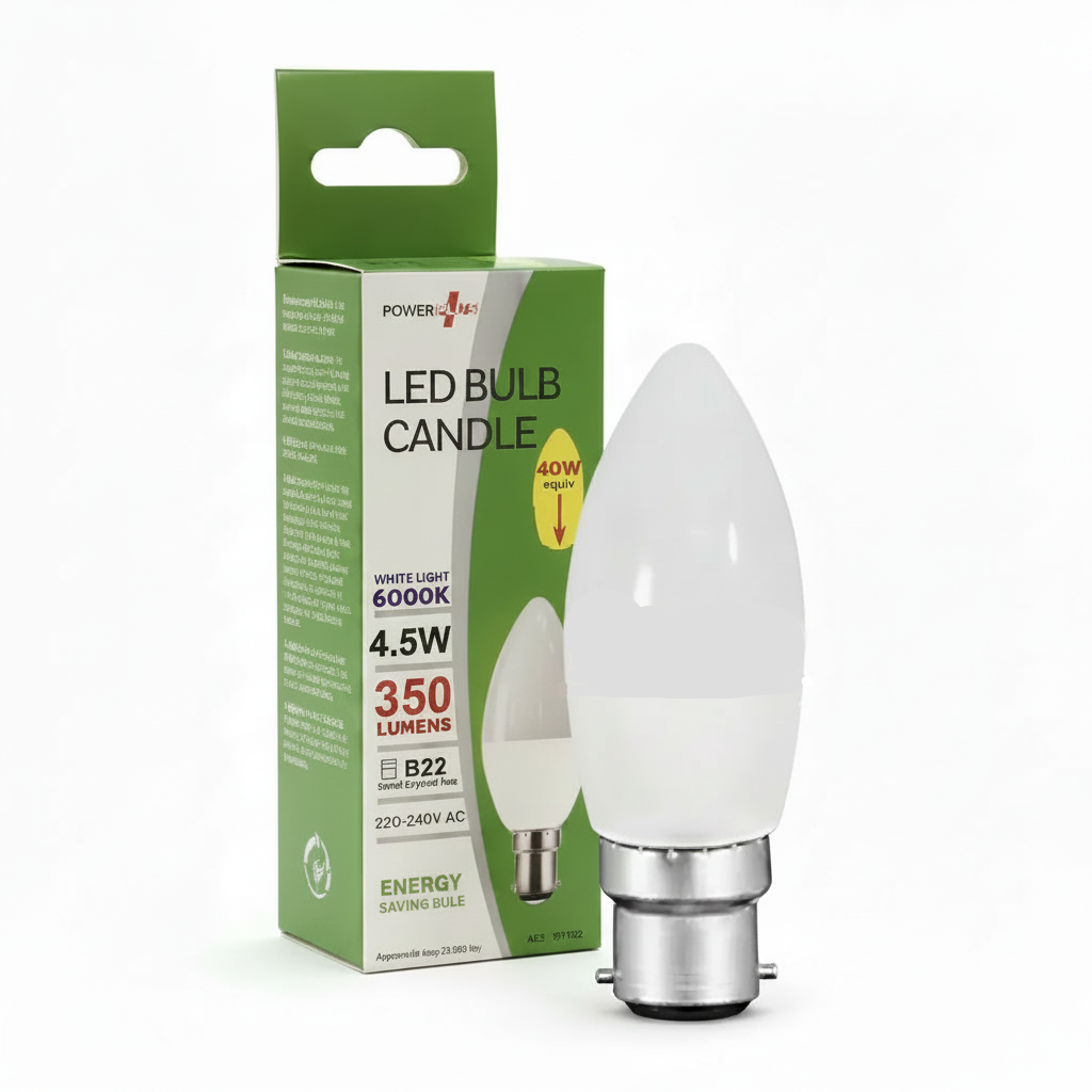 LED Candle Bulb B22 Hero Shot PowerPlus 4.5W 350 Lumens