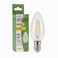LED Filament Candle E14 bulb by PowerPlus, 4W warm white; packaging shown