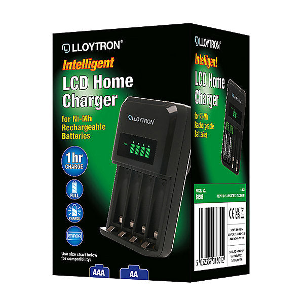 Lloytron Ultra Fast Intelligent AA / AAA LCD Home Battery Charger Lloytron