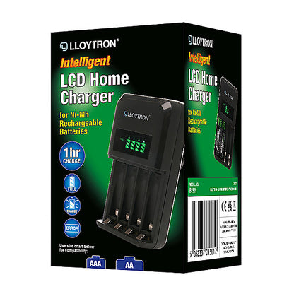 Lloytron Ultra Fast Intelligent AA / AAA LCD Home Battery Charger Lloytron