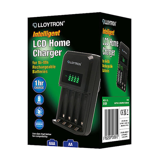 Lloytron Ultra Fast Intelligent AA / AAA LCD Home Battery Charger Lloytron