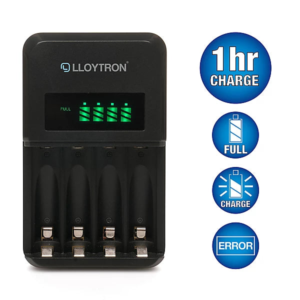 Lloytron Ultra Fast Intelligent AA / AAA LCD Home Battery Charger Lloytron