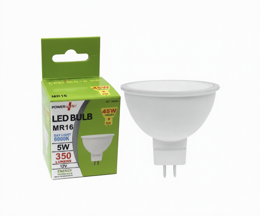 ecoLight MR16 LED Bulb 5W, cool white 6000K, box and bulb shown