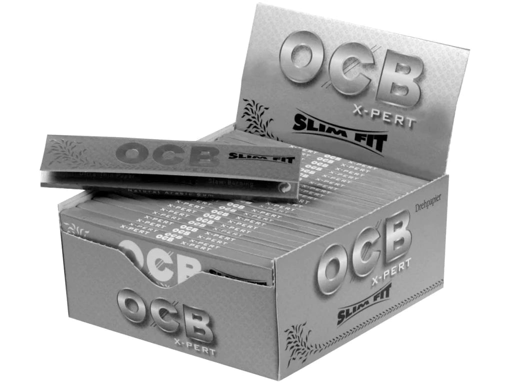 OCB King Slim Silver X-Pert rolling papers, 50 sheets