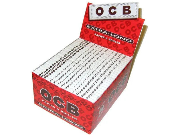 OCB extra-long rolling papers, red box, 50 sheets.