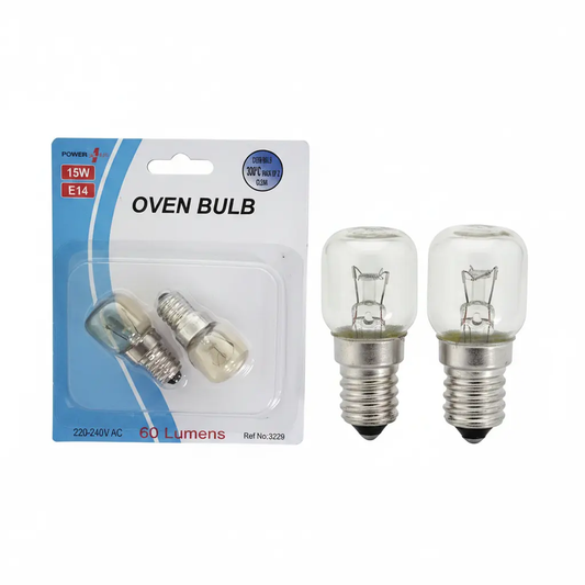 Power Plus Oven SES E14 bulb 15W two-pack, clear glass bulbs for ovens