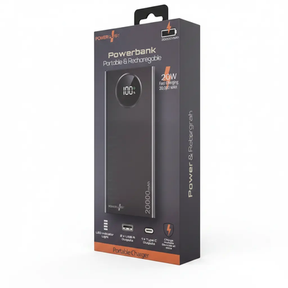 Powerbank 20,000mAh by Power Plus in dark packaging box