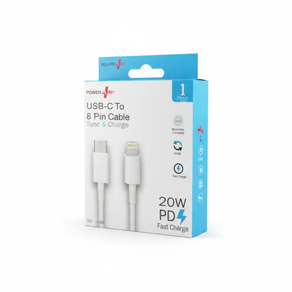 PowerPlus iPhone Lightning to USB cable, 1 m, white, 20W PD fast charge