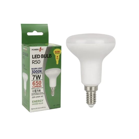 R50 LED Bulb, Power Plus, E14 SES, 7W, warm white 3000K, 650 lm; 12-pack