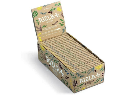 Rizla Natura standard rolling papers box with 50 sheets, tropical leaf design.