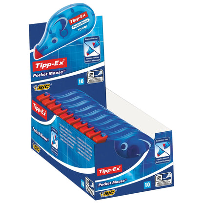 Tipp-Ex Pocket Mouse correction fluid display, 10-pack, blue packaging