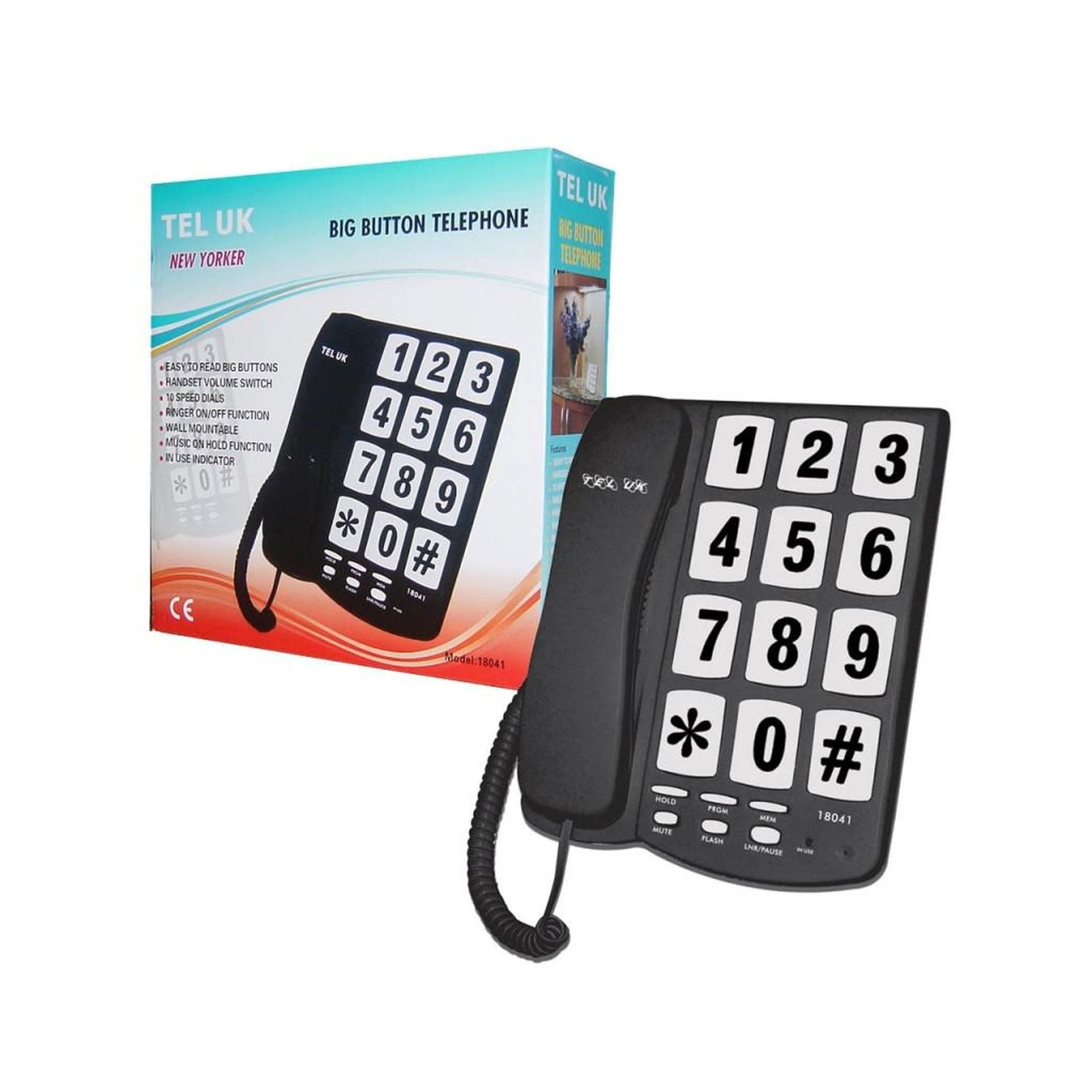 Big Button WHITE Telephone Corded 18041 by Power Plus