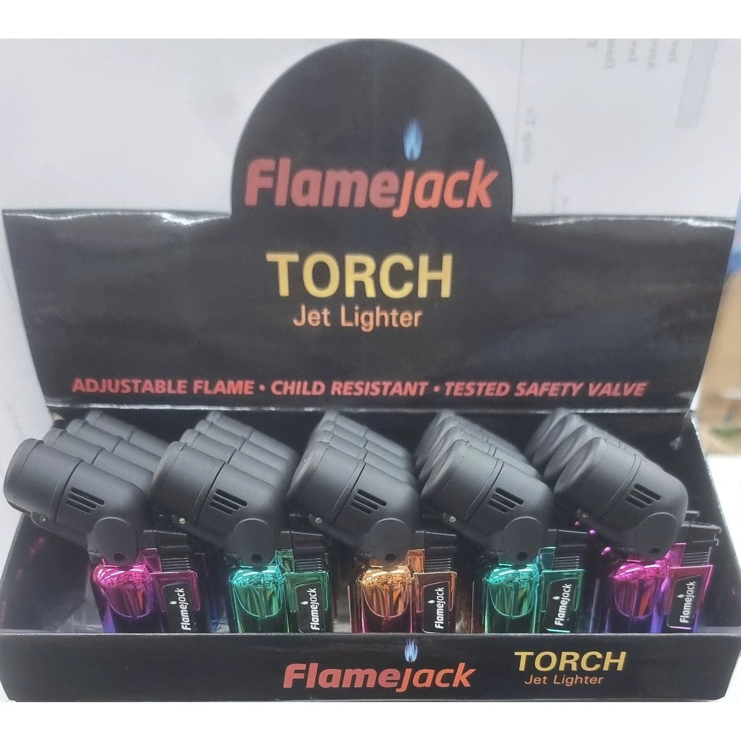 FLAMEJACK ANGLED TORCH ELECTRONICS TWIN JET FLAME LIGHTER X 20 by Flamejack