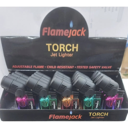 FLAMEJACK ANGLED TORCH ELECTRONICS TWIN JET FLAME LIGHTER X 20 by Flamejack