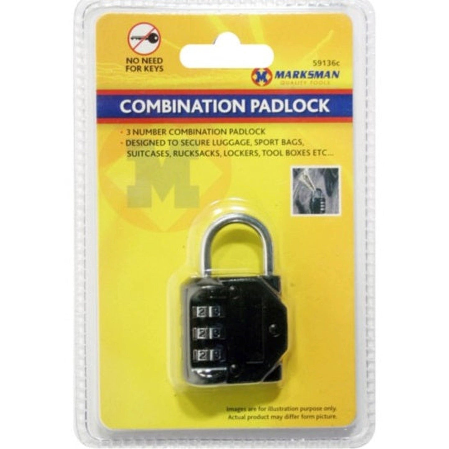 Marksman Combination Mini Luggage Pad-Lock 59135C (12) by Marksman