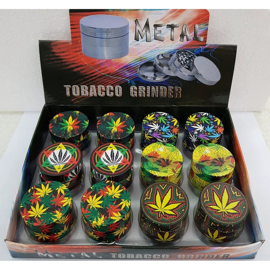 4 Part 40mm multi colour Leaf print Herb Grinder (1) by Unbranded