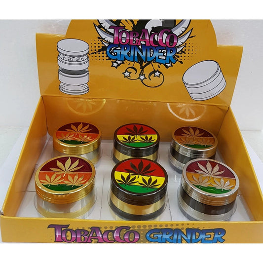 4 Part 50 MM Metal Rasta large Leaf Print Herb Grinder x1 by Unbranded