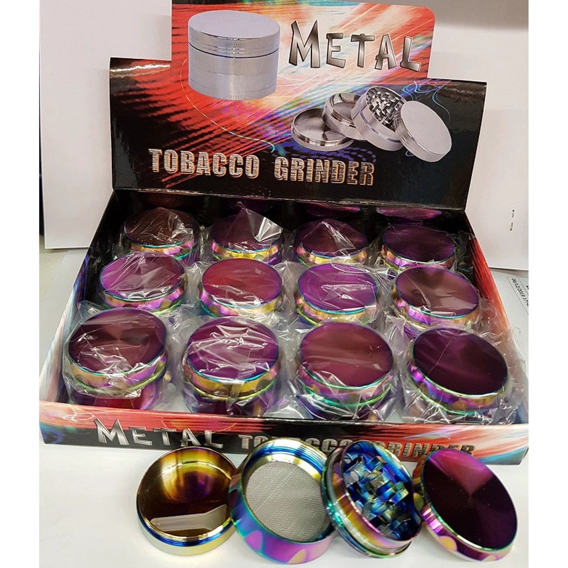 4 Part 50mm Metal Icy Colour Hand Herb Grinder (1) by Unbranded