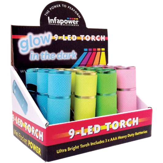 9 Led Torch (Glow in the Dark) (12) by Infapower