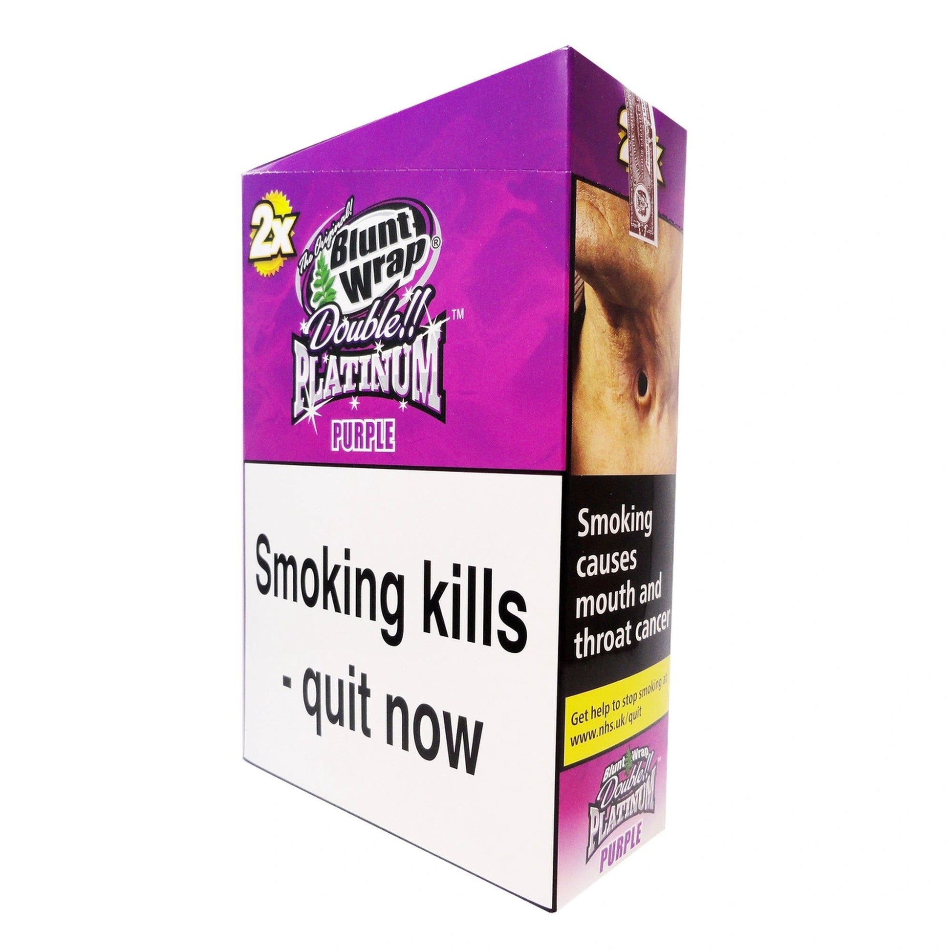 Platinum Double Blunt Wraps Purple 2x25 pack in purple box with Platinum branding
