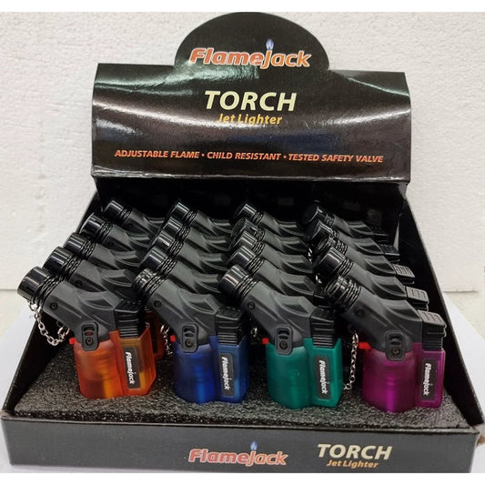 FLAMEJACK ANGLED TORCH ELECTRONICS JET FLAME LIGHTER X 24 by Flamejack