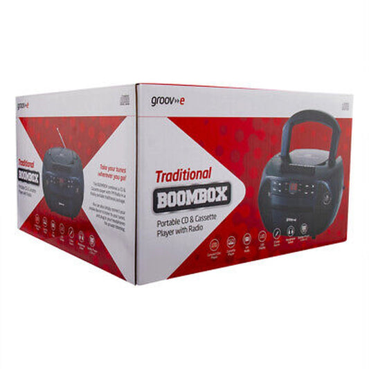 GROOV-E MINI BOOMBOX PORTABLE RETRO 3 IN 1 RADIO /CASS & CD by My Store