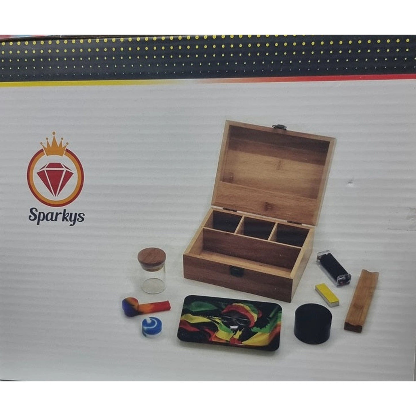 SPARKYS COMPLETE SMOKING WOODEN BOX KIT by Sparkys